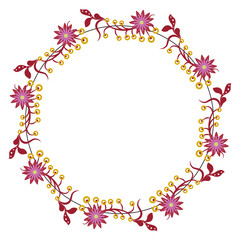 Floral Wreath Frame with Flowers in Circular Design