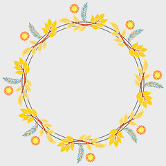 Elegant Botanical Wreath Vector with Flowers on White Background