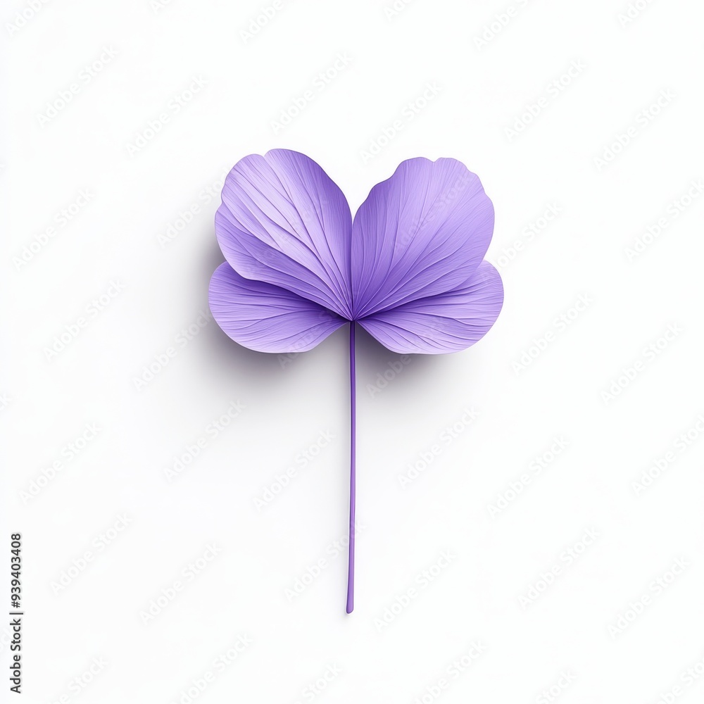 Poster a 3d single icon of a delicate violet flower with heart-shaped petals symbolizing modesty and simpli