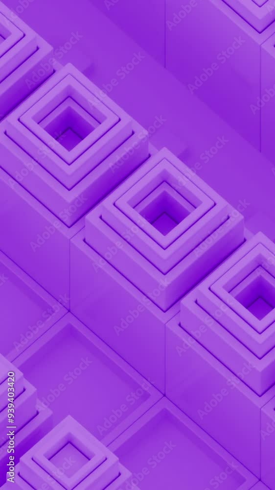 Sticker 3d turbulent background, slow motion of rows of figures. design. moving up and down rhombuses.