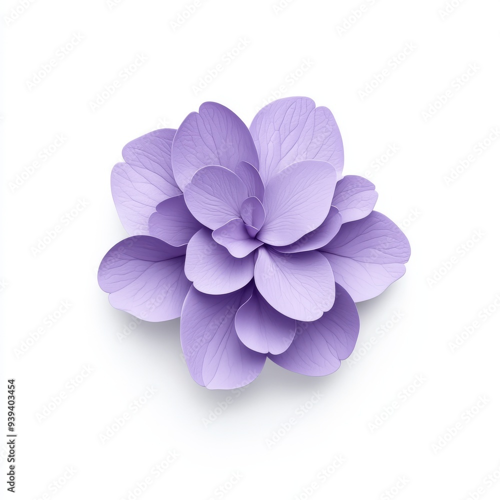 Poster a 3d single icon of a delicate violet flower with heart-shaped petals symbolizing modesty and simpli
