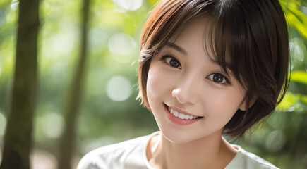 Fototapeta premium woman, smile, outdoor, Japan, illustration