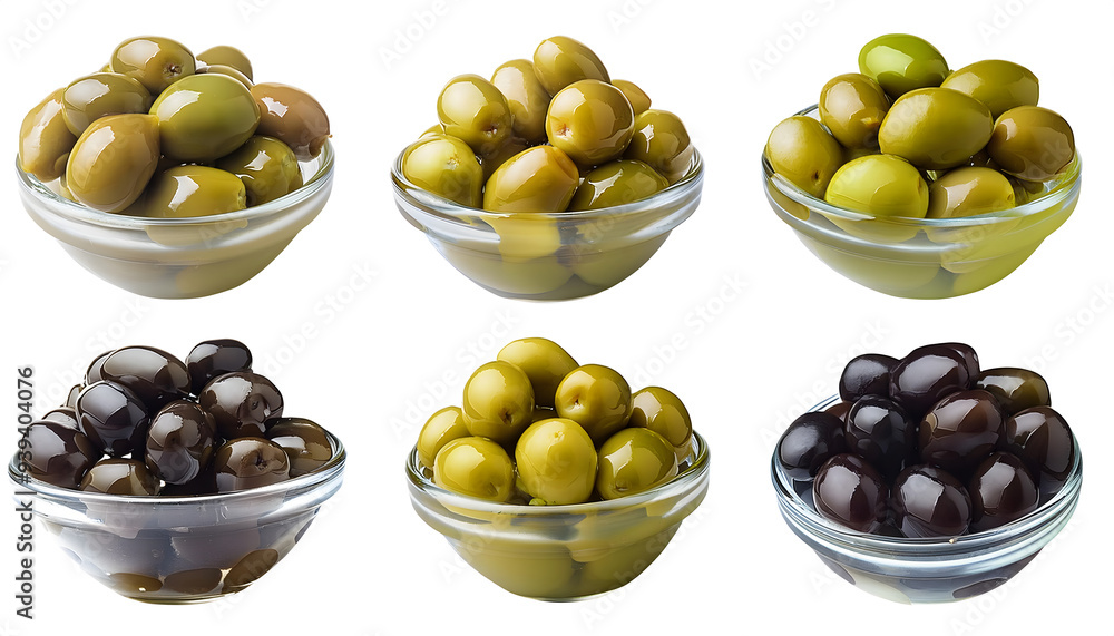 Wall mural set of delicious olives isoleted cut out