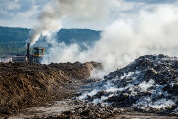 Fototapeta premium Landfill Methane: Waste Prevention and Gas System Degassing for Explosion Prevention