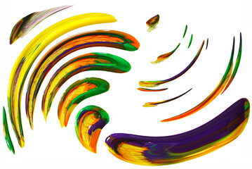 Multicolor painted swirls on a white background modern abstract art
