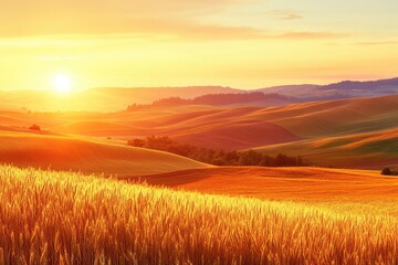 Obraz premium Idaho Region: Beautiful Palouse Hills Wheat Farm Landscape in Vibrant Colors