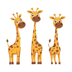 Fototapeta premium Vector of cartoon giraffe illustration on white