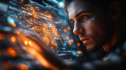 futuristic overlay of digital information on physical products holographic displays and augmented reality elements showcase the merging of technology and business