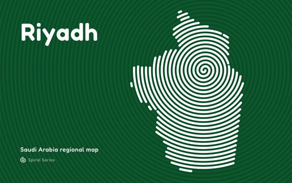 Creative Map of Riyadh, Ar Riyad in a Circle Spiral Pattern. Saudi Arabia regional map