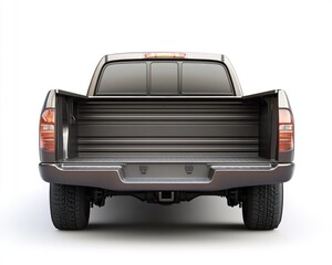 Empty Back Of Truck. Open Pickup Truck Tailgate Isolated Rear View