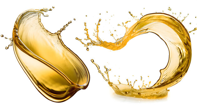  set of golden oil spash isolated on white