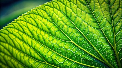 Closeup of a vibrant green leaf showcasing nature's beauty