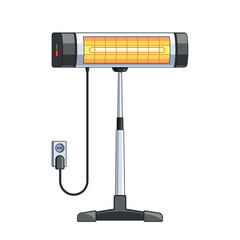 Electric Heater On Stand With Plug For Indoor Heating. Illustration On White Background For Winter And Home Heating