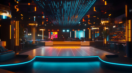 Modern Nightclub with dazzling lit dance floor
