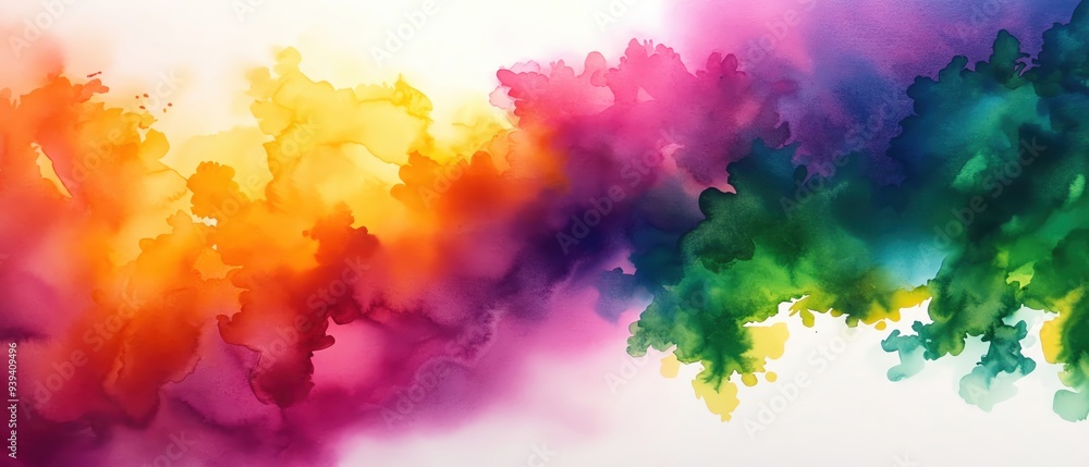 Poster a vibrant blend of colorful hues creating a dynamic and expressive watercolor background for creativ