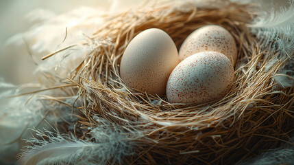 Obraz premium Idyllic Nature Scene Egg in a Nest Highlighting the Beauty of Creation