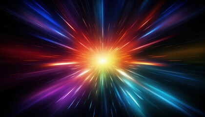 Cosmic Burst: A vibrant explosion of light and color radiating from a central point, creating a captivating abstract visual. 