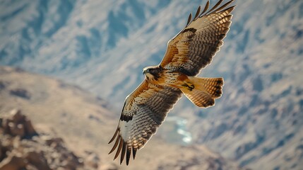 A Powerful Hawk Soars Through the Sky, Its Wings Spread Wide ai image
