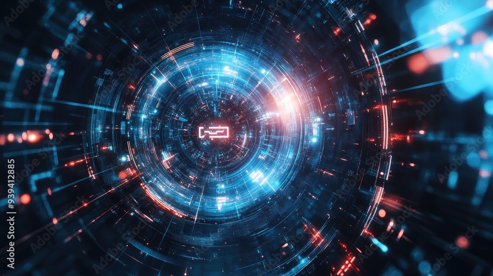 Poster dynamic futuristic backdrop with an abstract sign representing meaning and significance in human lif