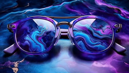 Abstract shiny 3d smokey blue and purple sunglasses