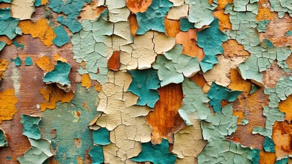 Weathered Peeling Paint on Rustic Wall, Colorful Distressed Texture