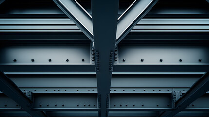 Obraz premium Steel trusses converging into a central point