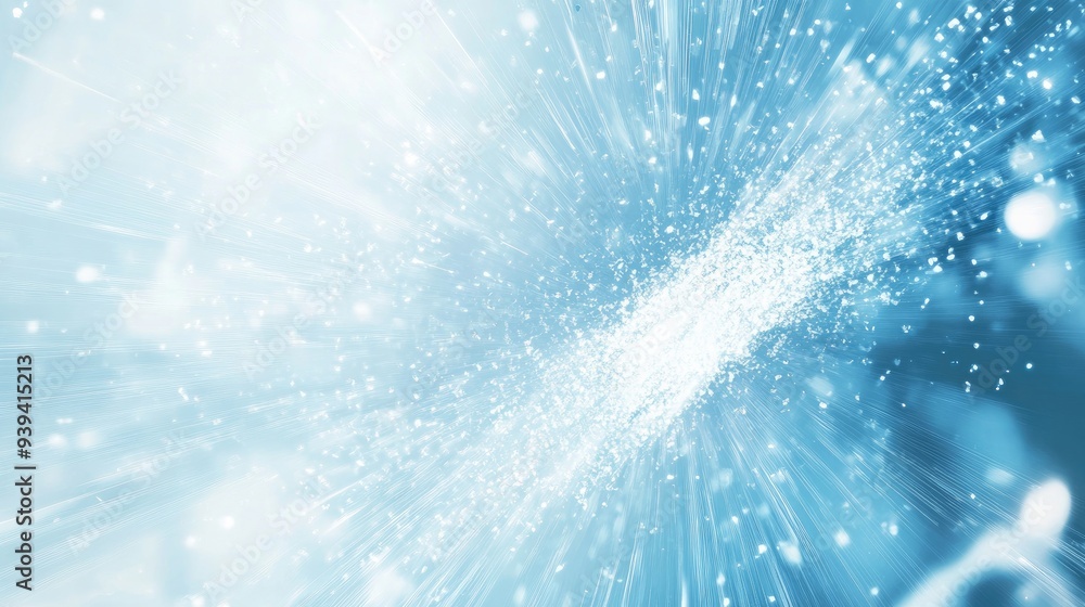 Poster sign of a computer processing data on a vibrant white-light blue backdrop, dynamic and full of energ