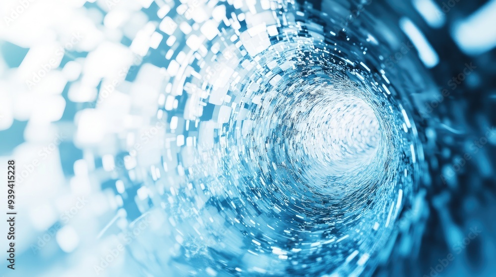Aufkleber sign of a computer processing data on a vibrant white-light blue backdrop, dynamic and full of energ
