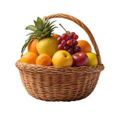basket of fruits isolated on a transparent background