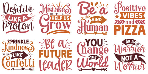 Modern Positivity Typographic Emblems, Invitation Pack Vector Illustration for Social Media Post, Greeting Card, Advertising