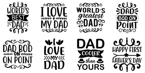 Obraz premium Minimal Fathers Day Calligraphic Lettering, Invitation Collection Vector Illustration for T-Shirt Design, Newsletter, Motion Graphics