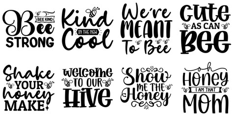 Fototapeta premium Modern Bee Quotes, Invitation Bundle Vector Illustration for Presentation, Gift Card, Poster