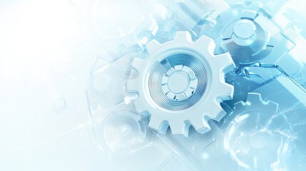 Vibrant computer data processing icon, set against a dynamic white-light blue background, representing technological efficiency