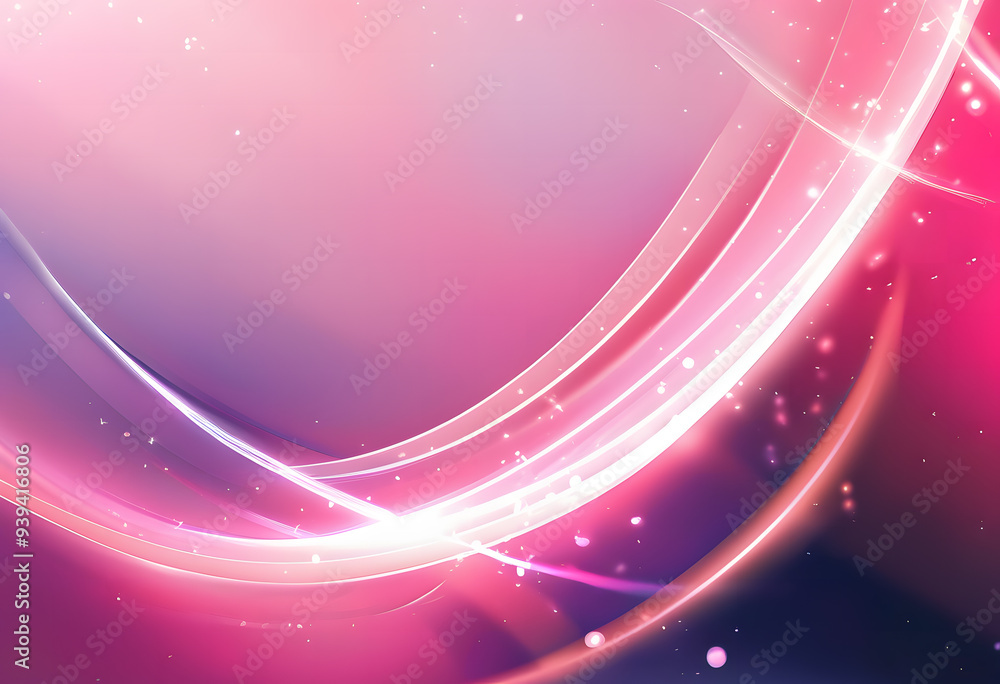 Poster abstract background with gradients of pink and purple with flowing curves glowing lines and effects
