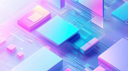 Fototapeta premium Vibrant icon of computer data processing, set against a dynamic white-light blue background, showcasing digital progress