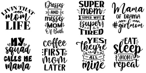 Obraz premium Classic Mom Calligraphy, Calligraphic Lettering Pack Vector Illustration for Gift Card, Presentation, Holiday Cards