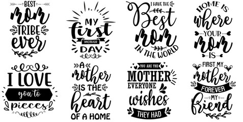 Modern Mothers Day Invitation, Hand Lettering Bundle Vector Illustration for Vouchers, Advertisement, Presentation