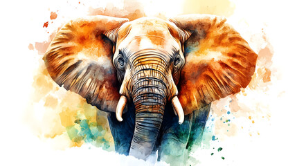 Watercolor elephant illustration realistic image 
