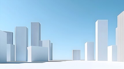 Fototapeta premium Minimalist Skyline of a Modern Cityscape Against a Clear Blue Sky