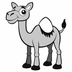 Cartoon type funny black arabinan camel silhouette isolated on white background. Camel icon vector illustration design. generative AI.