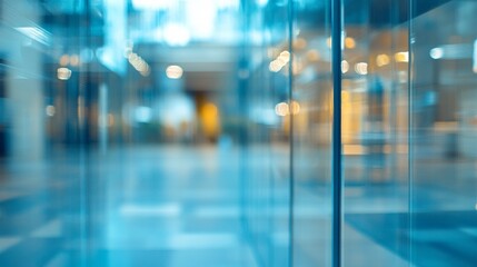 Blurred Glass Wall of Modern Office Building Background