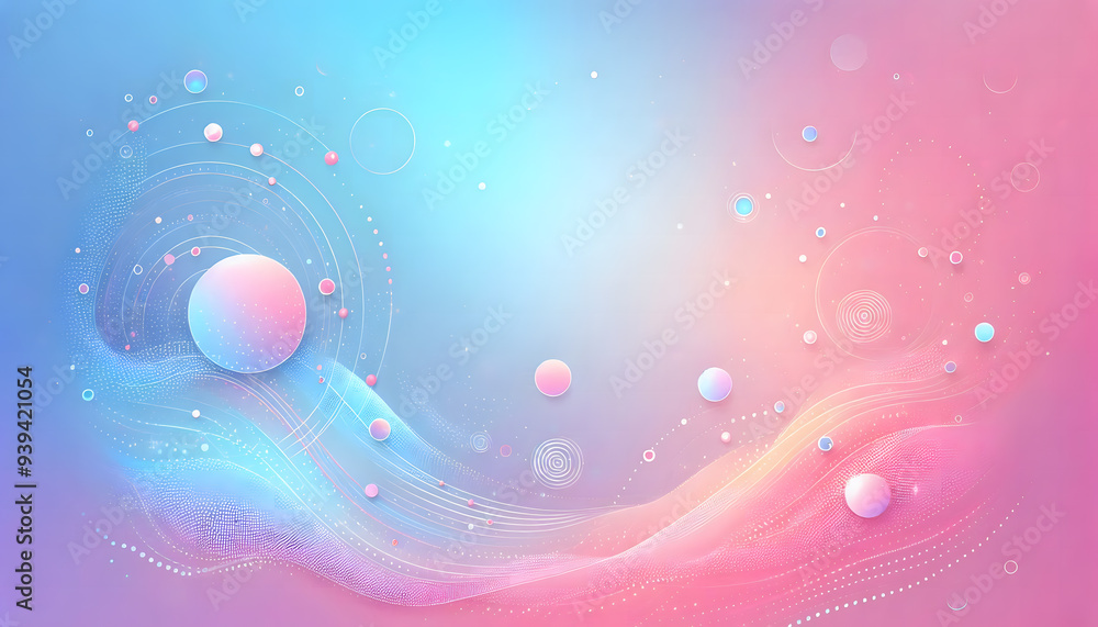 Poster a gradient background featuring soft pink and blue hues with subtle white dots and circles