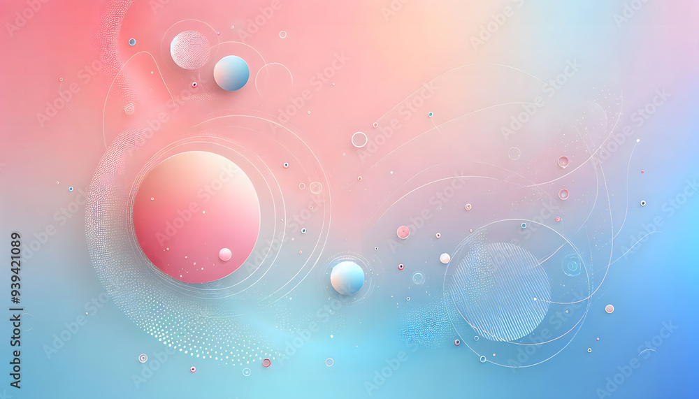 Poster a gradient background featuring soft pink and blue hues with subtle white dots and circles