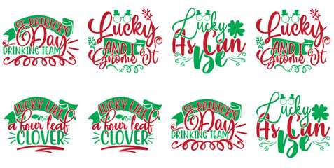 Vibrant St Patricks Day Trendy Retro Style Illustration, Typographic Emblems Pack Vector Illustration for Sticker, Printing Press, Holiday Cards