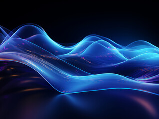 Fototapeta premium Amazing 3d illustration of abstract fractal background with blue and pink waves