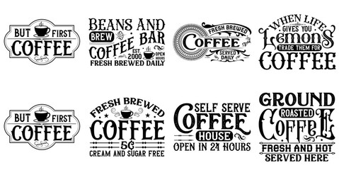 Vibrant Vintage Farmhouse Sign Typographic Emblems, Calligraphic Lettering Bundle Vector Illustration for Infographic, Mug Design, Printing Press