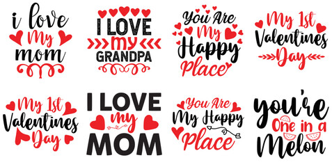 Elegant Valentines Day Labels And Badges, Quotes Bundle Vector Illustration for Social Media Post, Decal, Motion Graphics