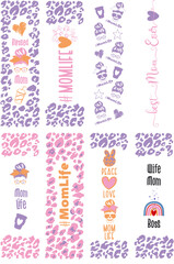 Vibrant Mom Mum Calligraphic Lettering, Inscriptions Collection Vector Illustration for Decal, Presentation, Packaging