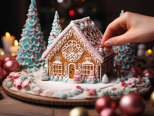 Amazing a gingerbread house with decorations