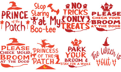 Elegant Halloween Typographic Emblems, Calligraphic Lettering Set Vector Illustration for Advertising, Label, Newsletter